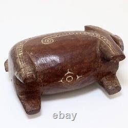 Antique Massim Culture Milne Bay Papua New Guinea Carved And Inlaid Wood Pig