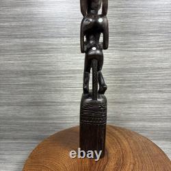 Antique Massim Papua New Guinea Wood Totem MOP Shell Inlay Trobriand Ex-Curator