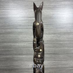 Antique Massim Papua New Guinea Wood Totem MOP Shell Inlay Trobriand Ex-Curator