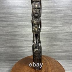 Antique Massim Papua New Guinea Wood Totem MOP Shell Inlay Trobriand Ex-Curator