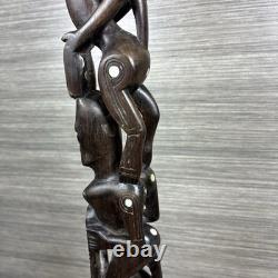 Antique Massim Papua New Guinea Wood Totem MOP Shell Inlay Trobriand Ex-Curator
