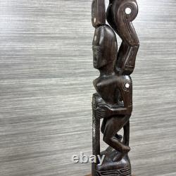 Antique Massim Papua New Guinea Wood Totem MOP Shell Inlay Trobriand Ex-Curator