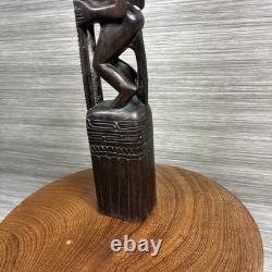 Antique Massim Papua New Guinea Wood Totem MOP Shell Inlay Trobriand Ex-Curator