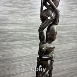 Antique Massim Papua New Guinea Wood Totem MOP Shell Inlay Trobriand Ex-Curator
