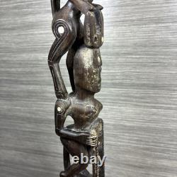 Antique Massim Papua New Guinea Wood Totem MOP Shell Inlay Trobriand Ex-Curator