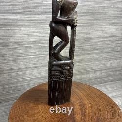 Antique Massim Papua New Guinea Wood Totem MOP Shell Inlay Trobriand Ex-Curator
