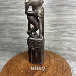 Antique Massim Papua New Guinea Wood Totem MOP Shell Inlay Trobriand Ex-Curator