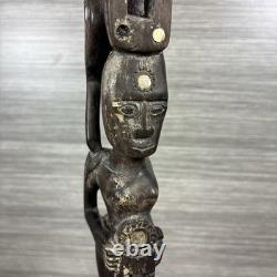 Antique Massim Papua New Guinea Wood Totem MOP Shell Inlay Trobriand Ex-Curator Antique Massim Papua New Guinea Wood Totem MOP Shell Inlay Trobriand Ex-Curator
