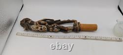 Antique New Guinea Papua ornamental flute stopper crocodile spirits