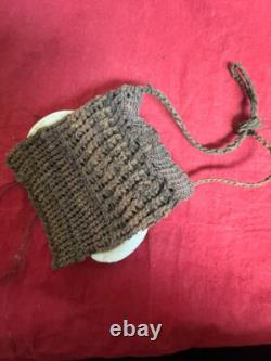 Antique Oceanic Papua New Guinea wild Boar Tusks Woven Medicine Bag