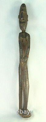 Antique PAPUA NEW GUINEA Carved Black Wood Man Hunter Figure 19.5 Huon Tribes