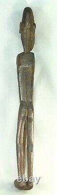 Antique PAPUA NEW GUINEA Carved Black Wood Man Hunter Figure 19.5 Huon Tribes