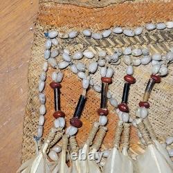 Antique Papua New Guinea Asmat Clan Design Shaman Bag Natural Fiber Feather