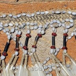 Antique Papua New Guinea Asmat Clan Design Shaman Bag Natural Fiber Feather