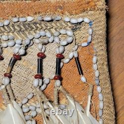 Antique Papua New Guinea Asmat Clan Design Shaman Bag Natural Fiber Feather