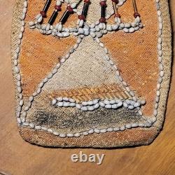Antique Papua New Guinea Asmat Clan Design Shaman Bag Natural Fiber Feather