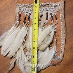 Antique Papua New Guinea Asmat Clan Design Shaman Bag Natural Fiber Feather