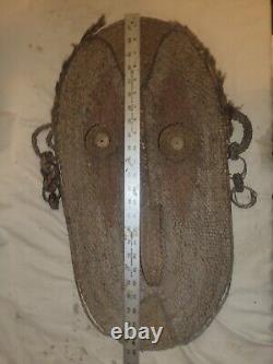 Antique Papua New Guinea Gable Mask Woven Rattan Kangingara Village 24x14 1880's