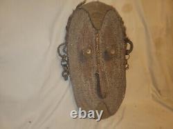 Antique Papua New Guinea Gable Mask Woven Rattan Kangingara Village 24x14 1880's