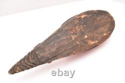 Antique Papua New Guinea Sepik River Wooden Mask Cowrie Shells 17.5 Long