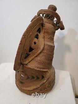 Antique Papua New Guinea Sepik River Yam Mask Handwoven Raffia Male Artifact