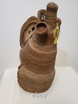 Antique Papua New Guinea Sepik River Yam Mask Handwoven Raffia Male Artifact