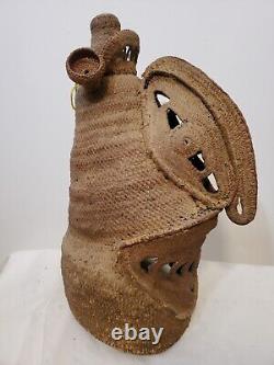 Antique Papua New Guinea Sepik River Yam Mask Handwoven Raffia Male Artifact