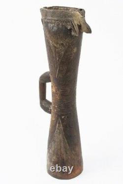 Antique Papua New Guinea Tribal Kundu Drum of the Sepik Region with Lizard Skin