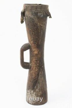 Antique Papua New Guinea Tribal Kundu Drum of the Sepik Region with Lizard Skin