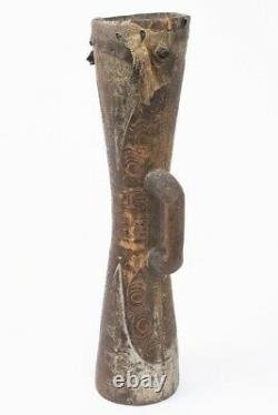 Antique Papua New Guinea Tribal Kundu Drum of the Sepik Region with Lizard Skin