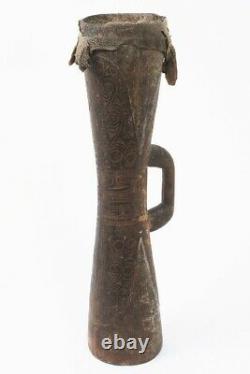 Antique Papua New Guinea Tribal Kundu Drum of the Sepik Region with Lizard Skin