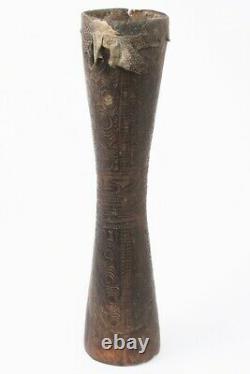 Antique Papua New Guinea Tribal Kundu Drum of the Sepik Region with Lizard Skin