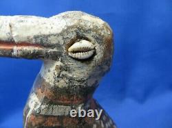 Antique Primitive Papua New Guinea Sepik River Bird Statue Tribal Art Shell Eye