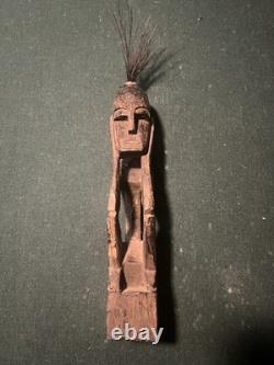 Antique Sepik River Papua New Guinea Tribal Elder Fetish Figure with Hair Topper