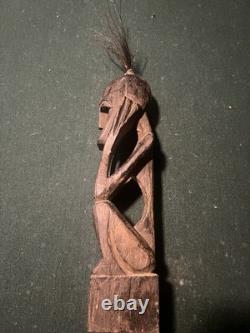 Antique Sepik River Papua New Guinea Tribal Elder Fetish Figure with Hair Topper