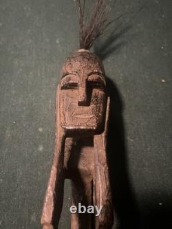 Antique Sepik River Papua New Guinea Tribal Elder Fetish Figure with Hair Topper