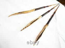 Antique Set Of Three Cassowary Bone Tipped Arrows Head Hunting Papua New Guinea