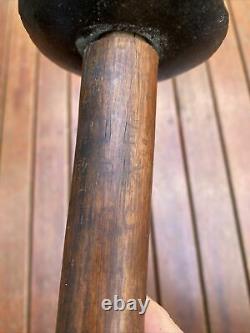 Antique Stone Head War Club Papua New Guinea with Incised Written Spell