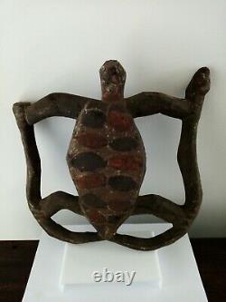 Antique Wooden Tribal Papua New Guinea Tortoise/Snake Carving