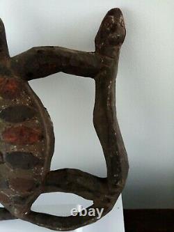 Antique Wooden Tribal Papua New Guinea Tortoise/Snake Carving