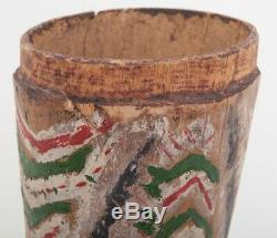 Asmat Hand Carved Painted Papua New Guinea White, Red & Green Musical Drum 21 T