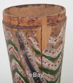 Asmat Hand Carved Painted Papua New Guinea White, Red & Green Musical Drum 21 T