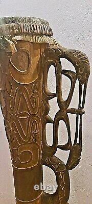 Asmat Hand Carved Tribal Drum, Original from Papua New Guinea