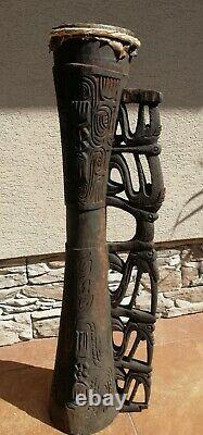 Asmat Tribal Wooden Drum, Irian Jaya, Papua New Guinea Art