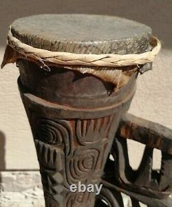 Asmat Tribal Wooden Drum, Irian Jaya, Papua New Guinea Art