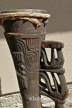 Asmat Tribal Wooden Drum, Irian Jaya, Papua New Guinea Art