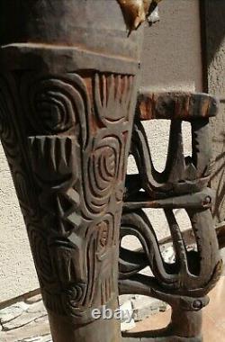 Asmat Tribal Wooden Drum, Irian Jaya, Papua New Guinea Art