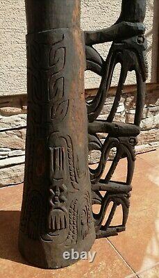 Asmat Tribal Wooden Drum, Irian Jaya, Papua New Guinea Art