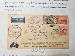 Australia 1934 FFC Round Trip Cover t Lae Papua New Guinea + Rare Mail Bag Label