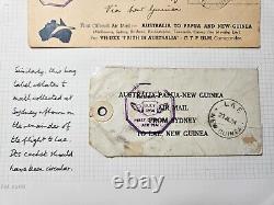 Australia 1934 FFC Round Trip Cover t Lae Papua New Guinea + Rare Mail Bag Label